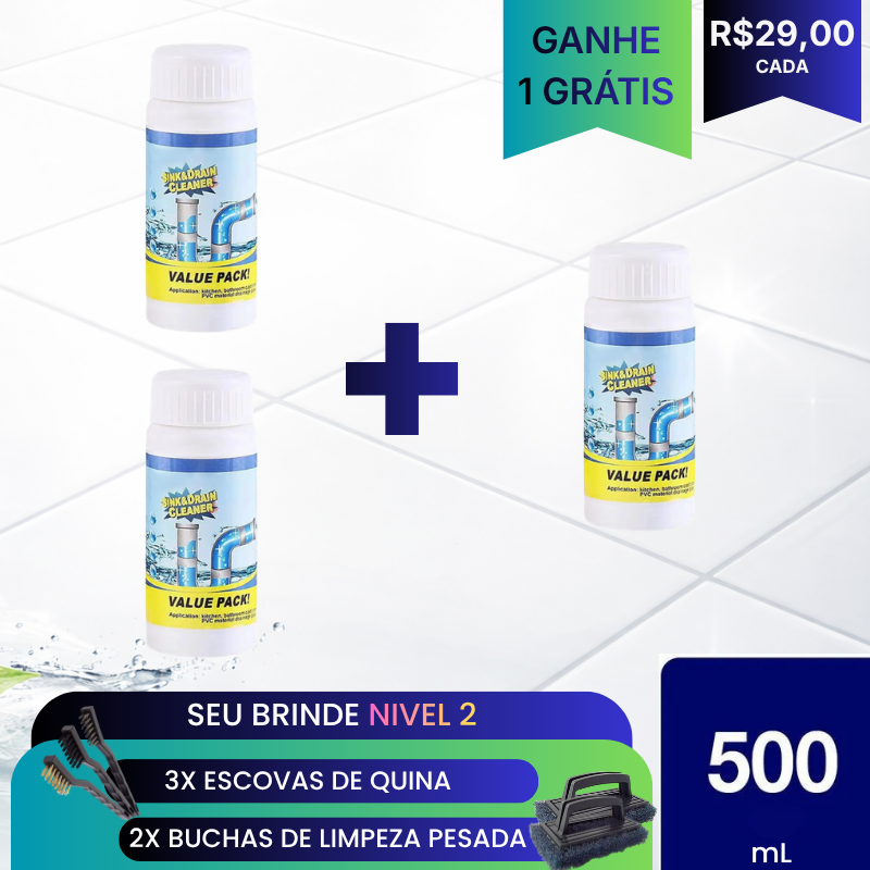 ClearDrain™ – Pó Desentupidor com Ação Espumante 500g