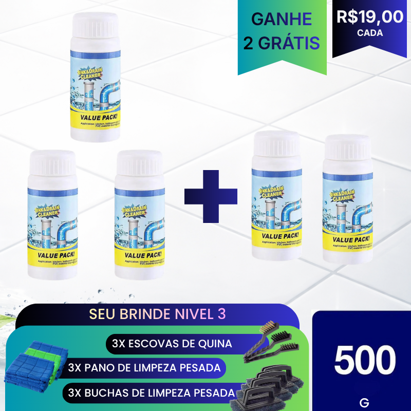 ClearDrain™ – Pó Desentupidor com Ação Espumante 500g