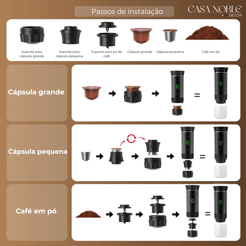 BrewTrip™ – Cafeteira Expresso Portátil 3 em 1 Sem Fio