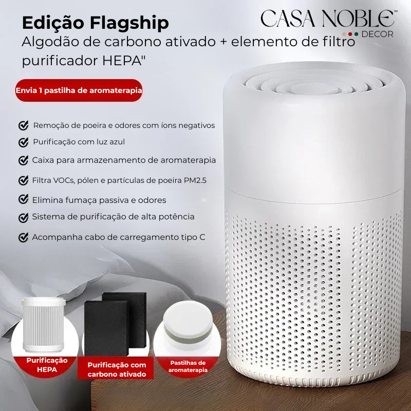 VivaAir™ – Purificador de Ar com Filtro HEPA e Aromaterapia