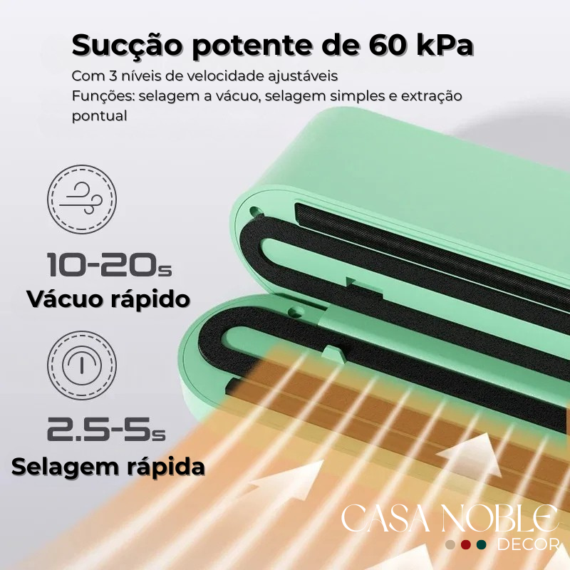 Hermetia – Seladora a Vácuo Portátil USB Recarregável com Função 3 em 1