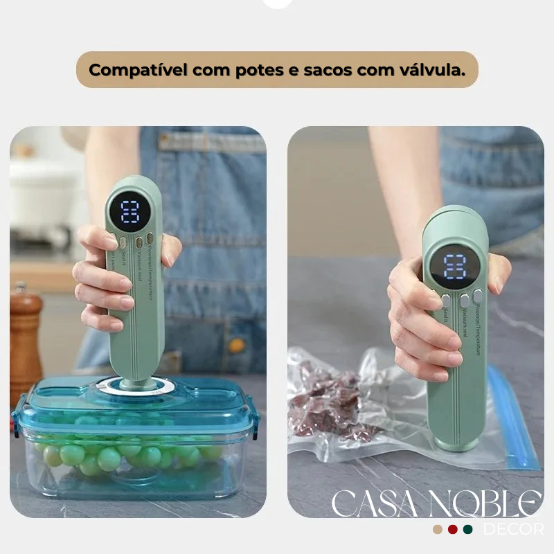 Hermetia – Seladora a Vácuo Portátil USB Recarregável com Função 3 em 1