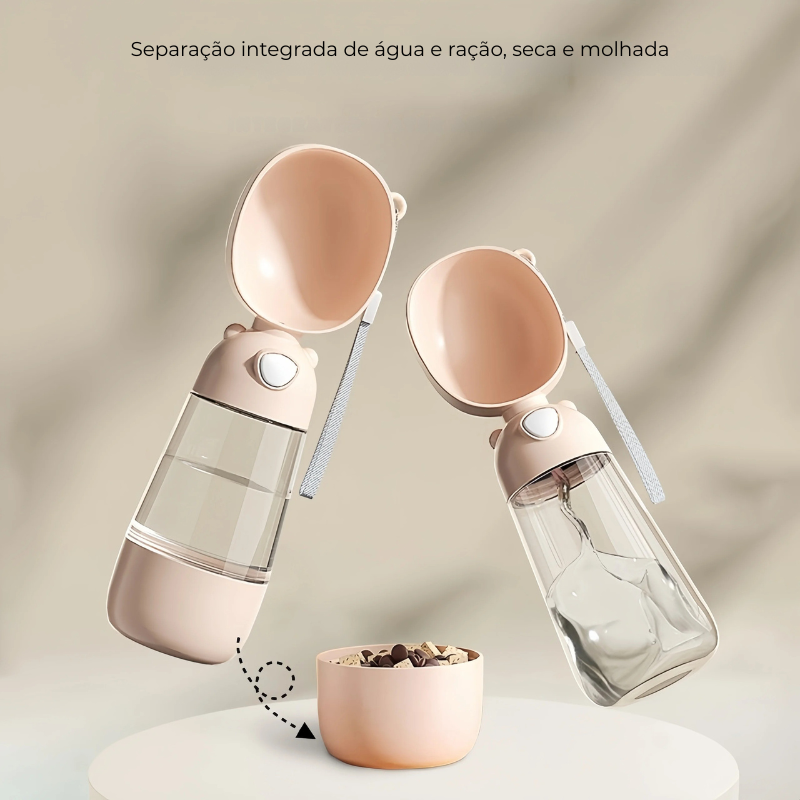 Garrafa Portátil para Água e Ração de Cães e Gatos