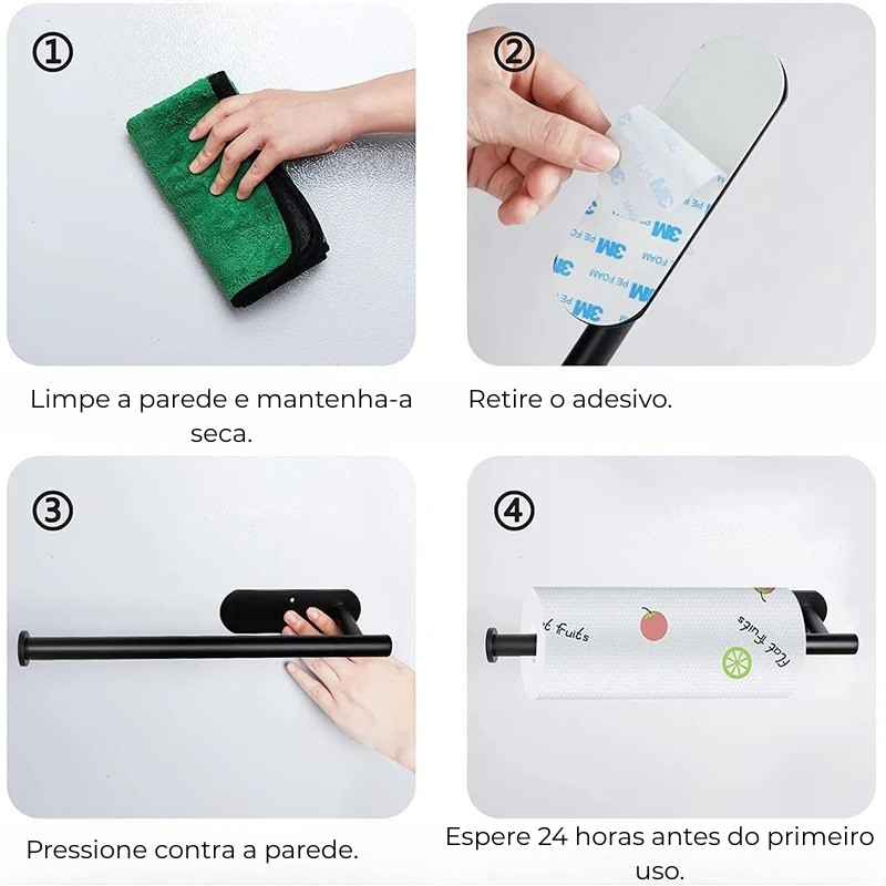 Fixa Fácil Max – Suporte de Papel Sem Furo 2 em 1