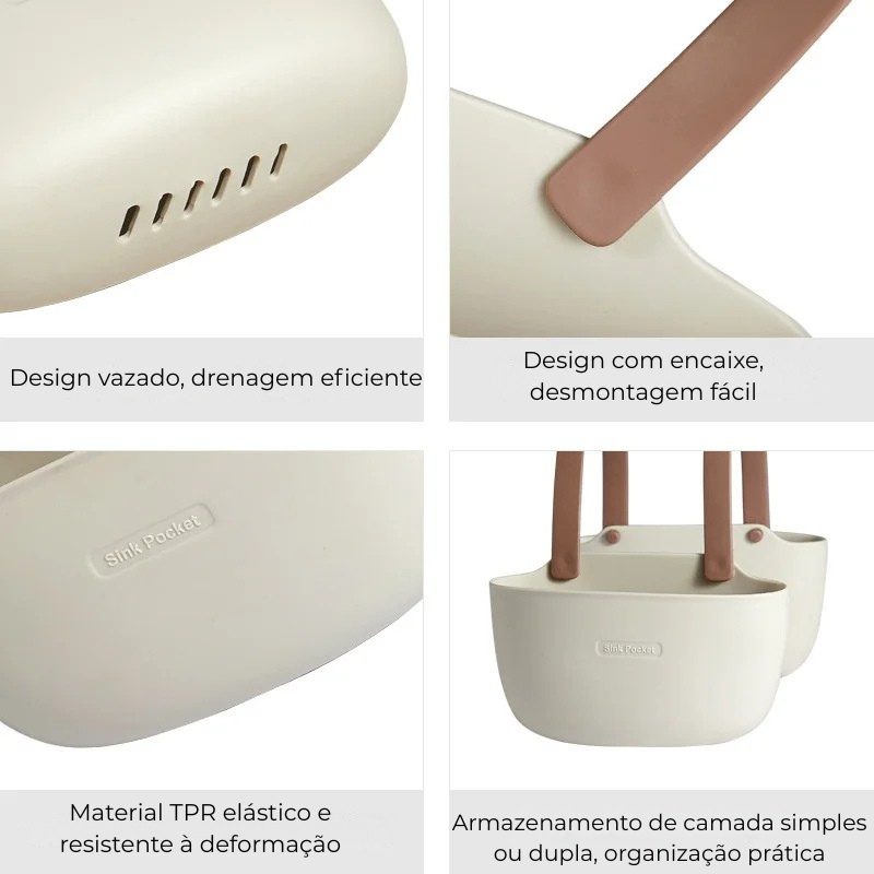 Suporte Organizador para Pia – Cesto de Drenagem para Esponjas