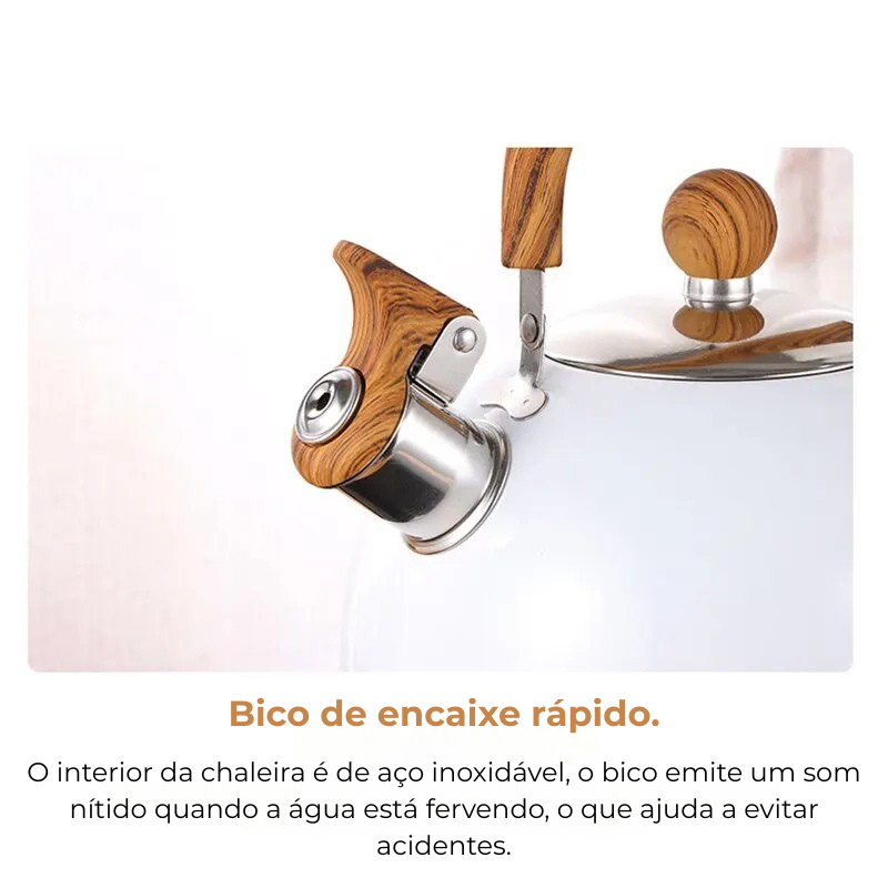Auréa™ – Chaleira de Aço Inoxidável com Apito 2,5L / 3L – Fundo Reforçado para Fogão a Gás e Indução