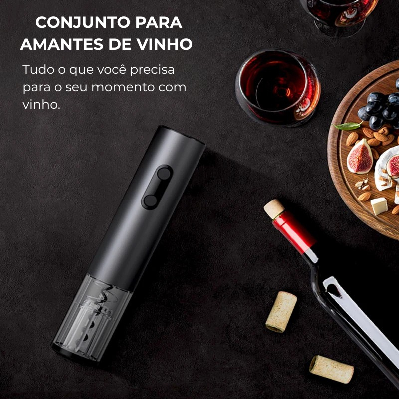 Abridor de Vinho Elétrico Automático de Luxo com Vedação a Vácuo