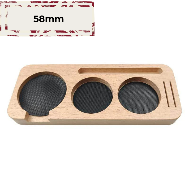 Base de Madeira para Tamper e Porta-Filtro 51mm 54mm 58mm para Espresso