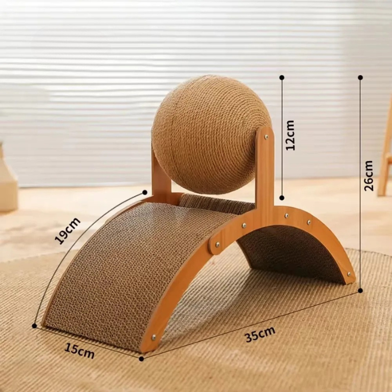 Felinn™ – Arranhador de Madeira com Bola de Sisal 2 em 1 para Gatos