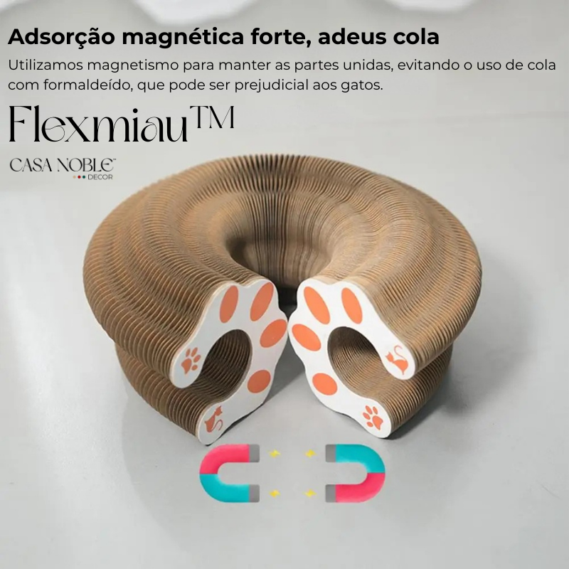 Flexmiau™ – Brinquedo Sanfona Interativo para Gatos com Bola – Arranhador Dobrável em Papelão Estilo Colmeia
