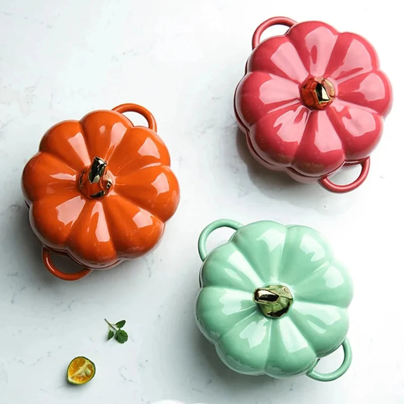 Citroulle™ – Tigela de Cerâmica com Tampa em Formato de Abóbora