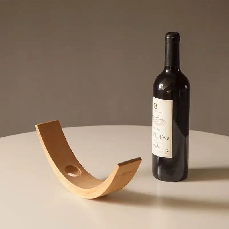 Suporte de Garrafa de Vinho em Madeira Bambu Decorativo