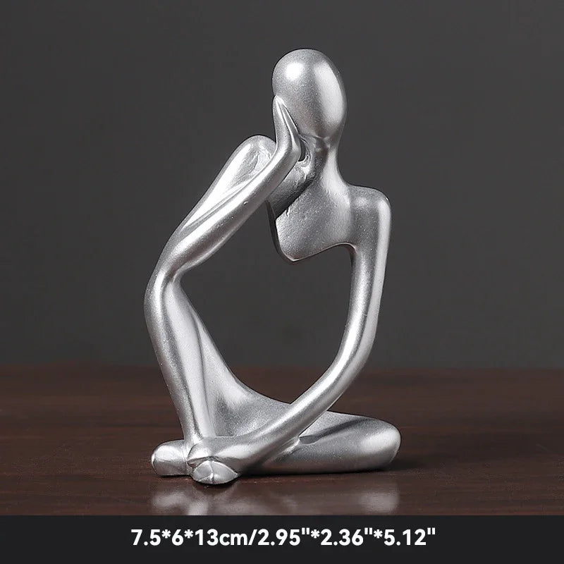 Escultura Abstrata "O Pensador" em Cor Areia