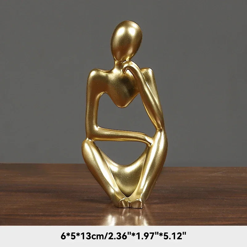 Escultura Abstrata "O Pensador" em Cor Areia