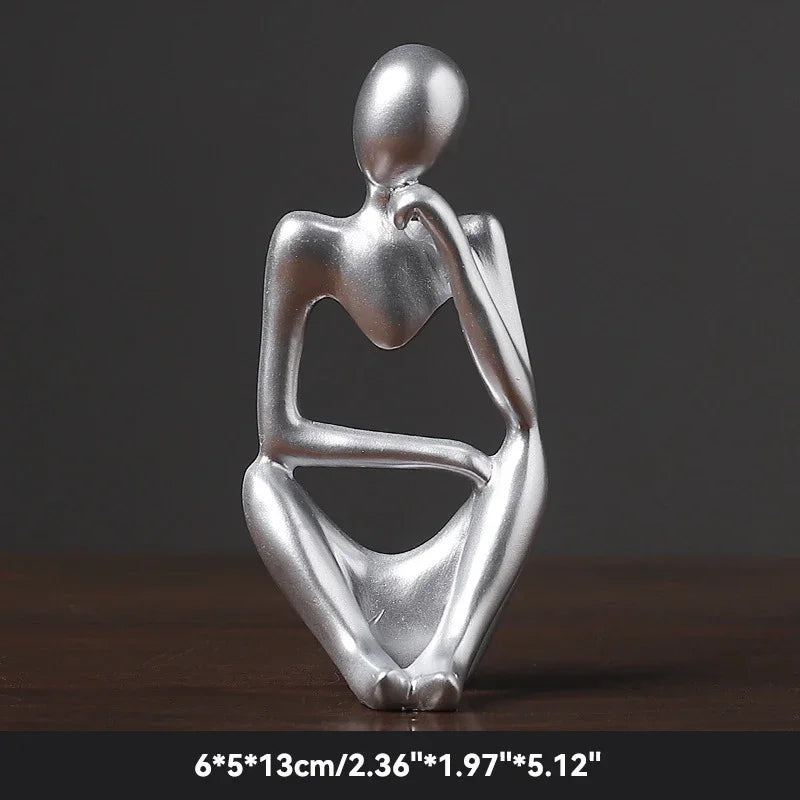 Escultura Abstrata "O Pensador" em Cor Areia