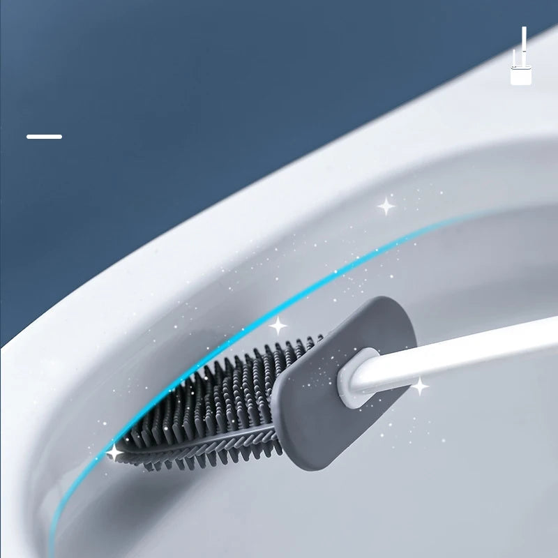 Escova Sanitária Flex WC – Silicone Antibacteriano com Suporte de Parede