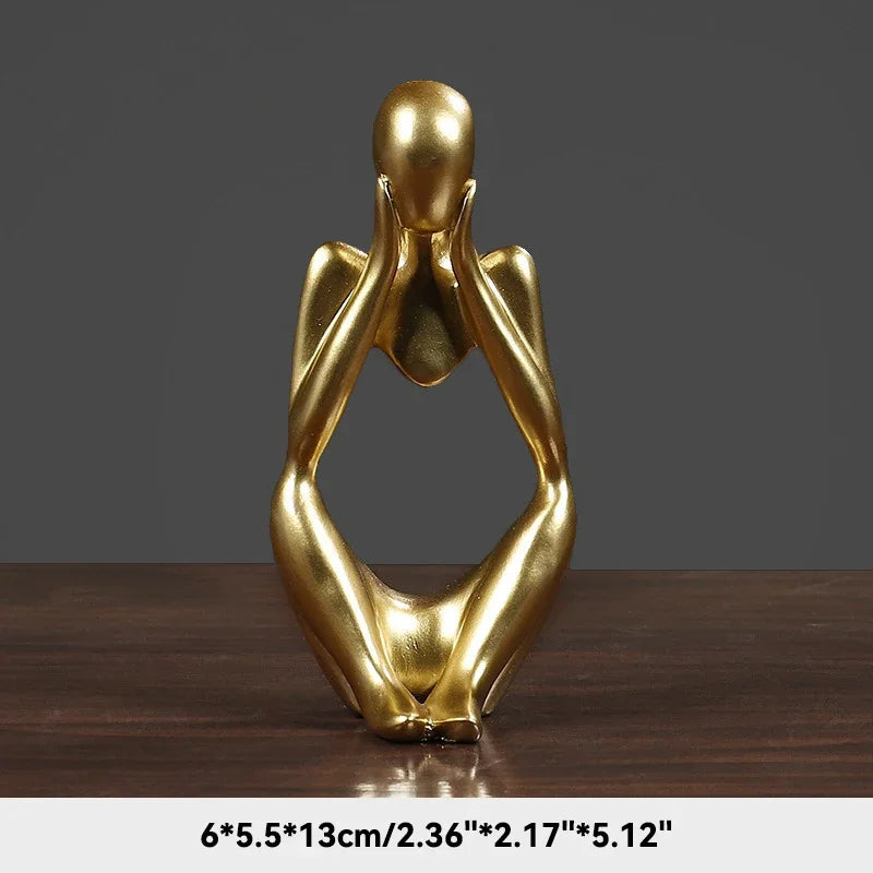 Escultura Abstrata "O Pensador" em Cor Areia