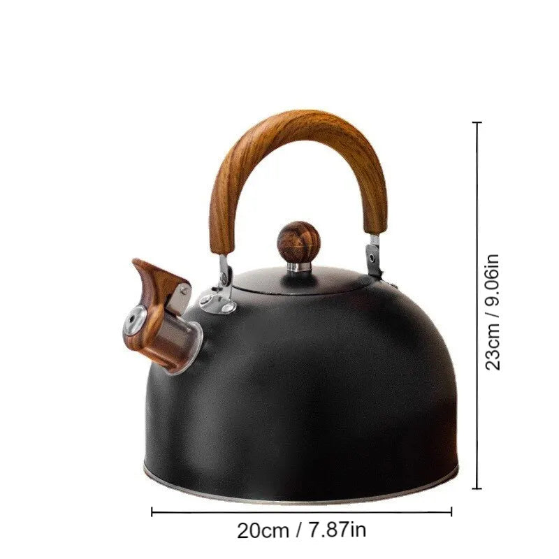 Auréa™ – Chaleira de Aço Inoxidável com Apito 2,5L / 3L – Fundo Reforçado para Fogão a Gás e Indução