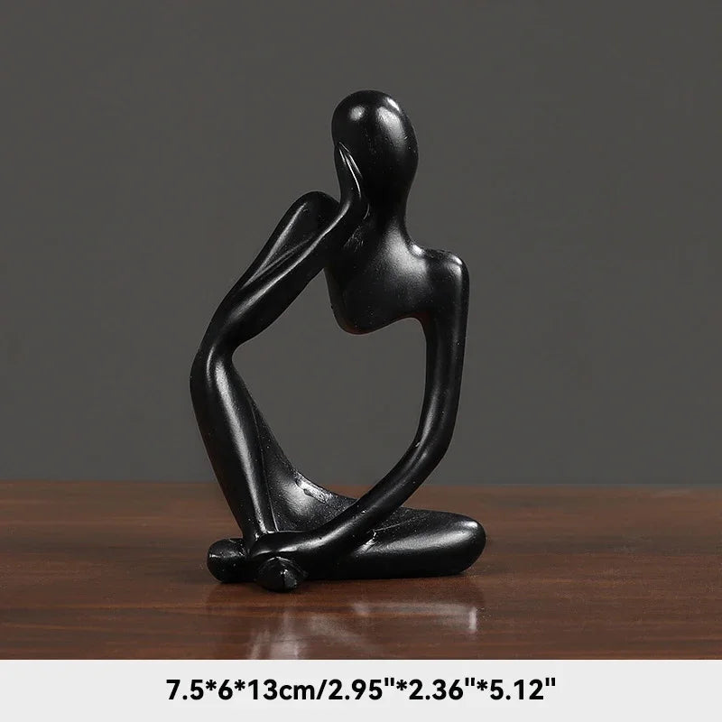 Escultura Abstrata "O Pensador" em Cor Areia