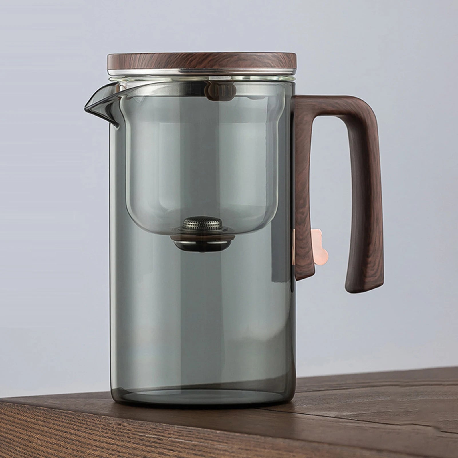 Infuséa – Bule de Vidro com Infusor, Alça de Madeira e Bico Antigotejamento