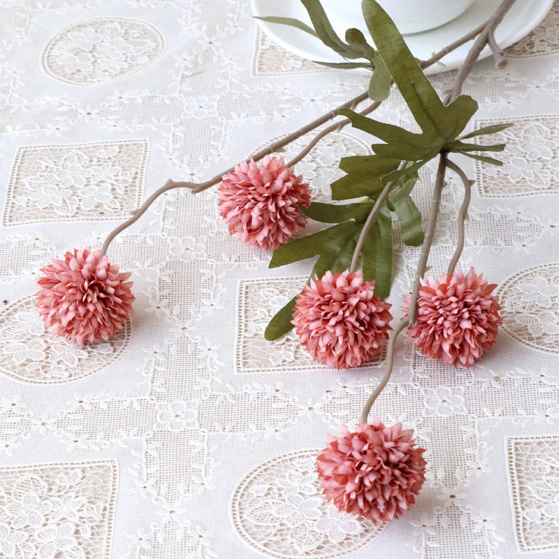 Buquê de Flores Artificiais de Dente-de-Leão com 5 Cabeças