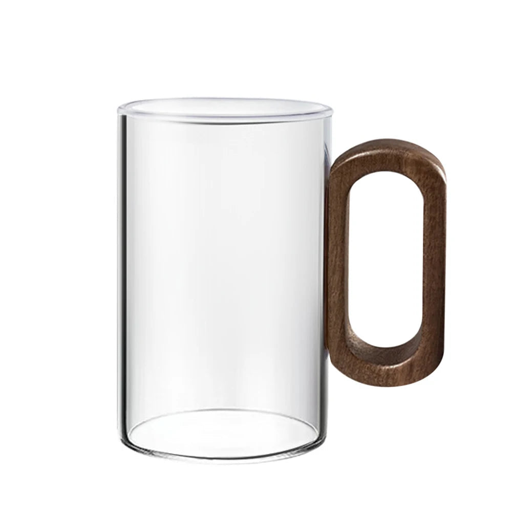 Fuméa – Copo de Vidro com Alça de Madeira e Design Vertical Translúcido