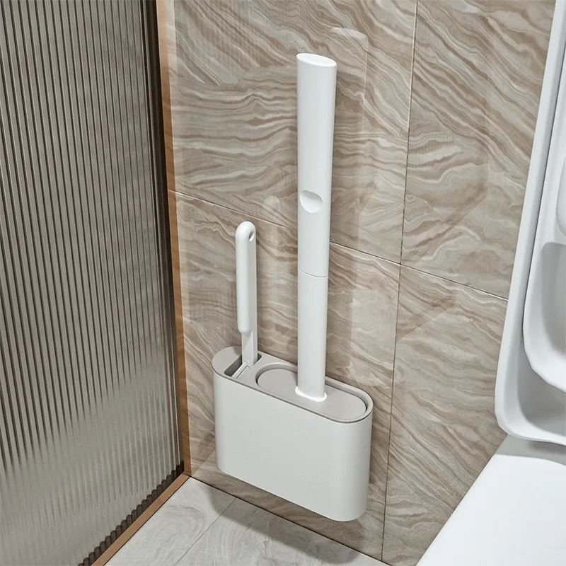 Escova Sanitária Flex WC – Silicone Antibacteriano com Suporte de Parede