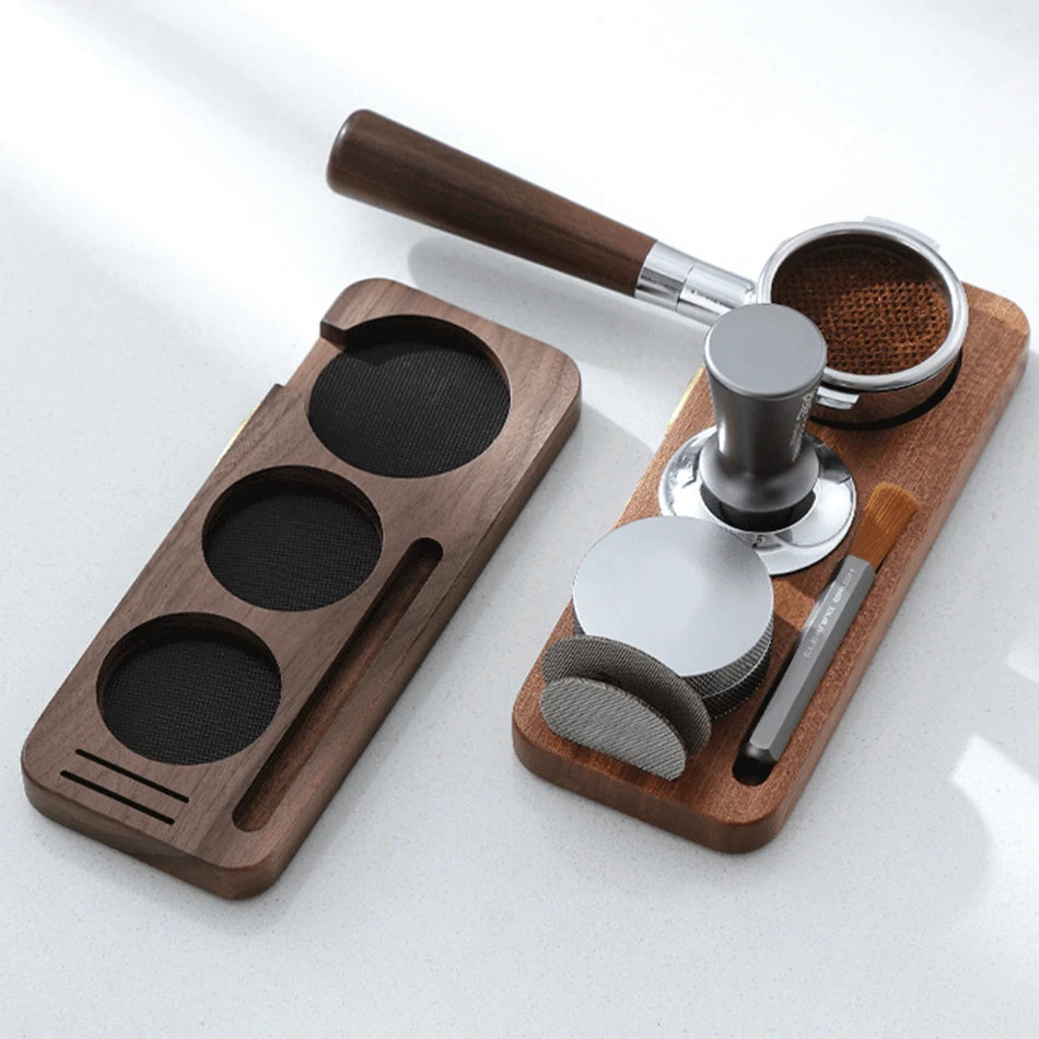 Base de Madeira para Tamper e Porta-Filtro 51mm 54mm 58mm para Espresso