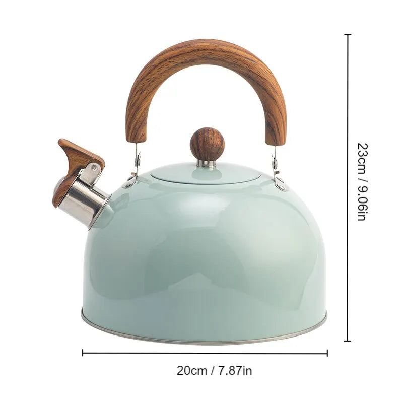 Auréa™ – Chaleira de Aço Inoxidável com Apito 2,5L / 3L – Fundo Reforçado para Fogão a Gás e Indução