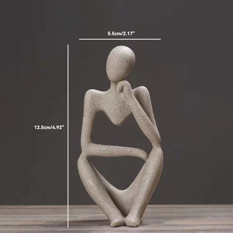 Escultura Abstrata "O Pensador" em Cor Areia