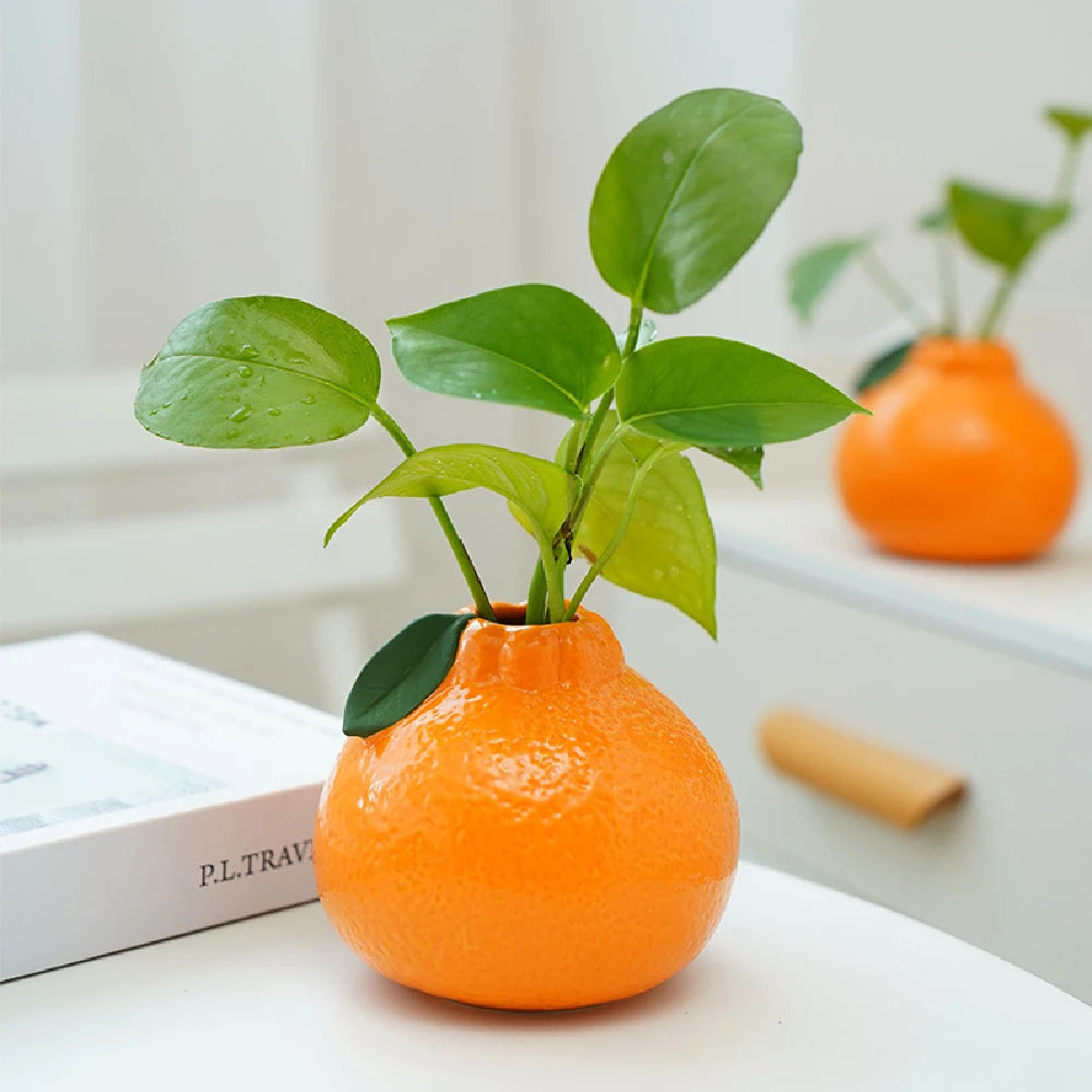 Vaso Decorativo em Cerâmica em Formato de Laranja