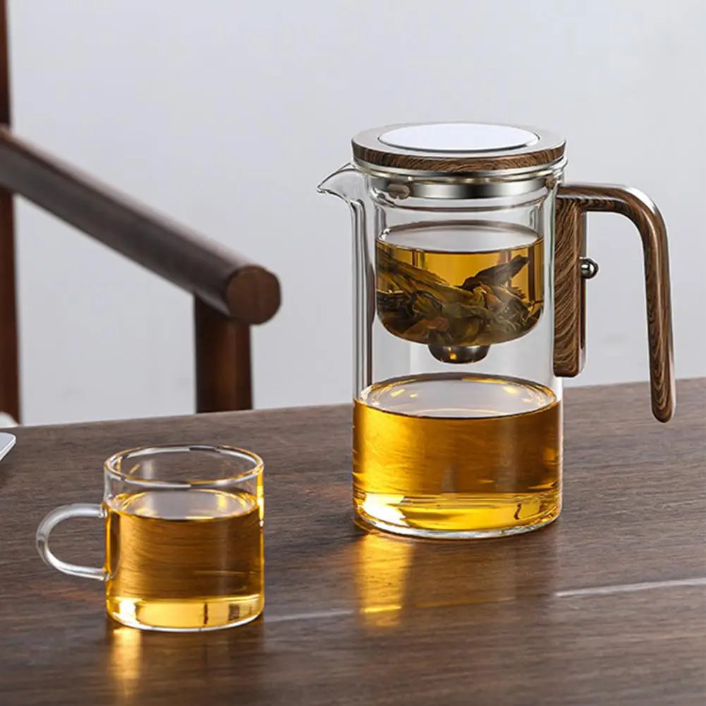 Infuséa – Bule de Vidro com Infusor, Alça de Madeira e Bico Antigotejamento