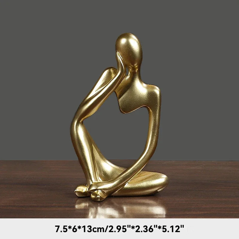 Escultura Abstrata "O Pensador" em Cor Areia