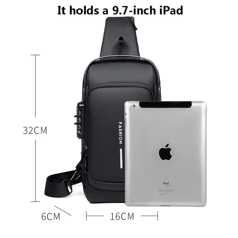 FlexGuard™ – Bolsa Masculina Antifurto com Entrada USB Integrada