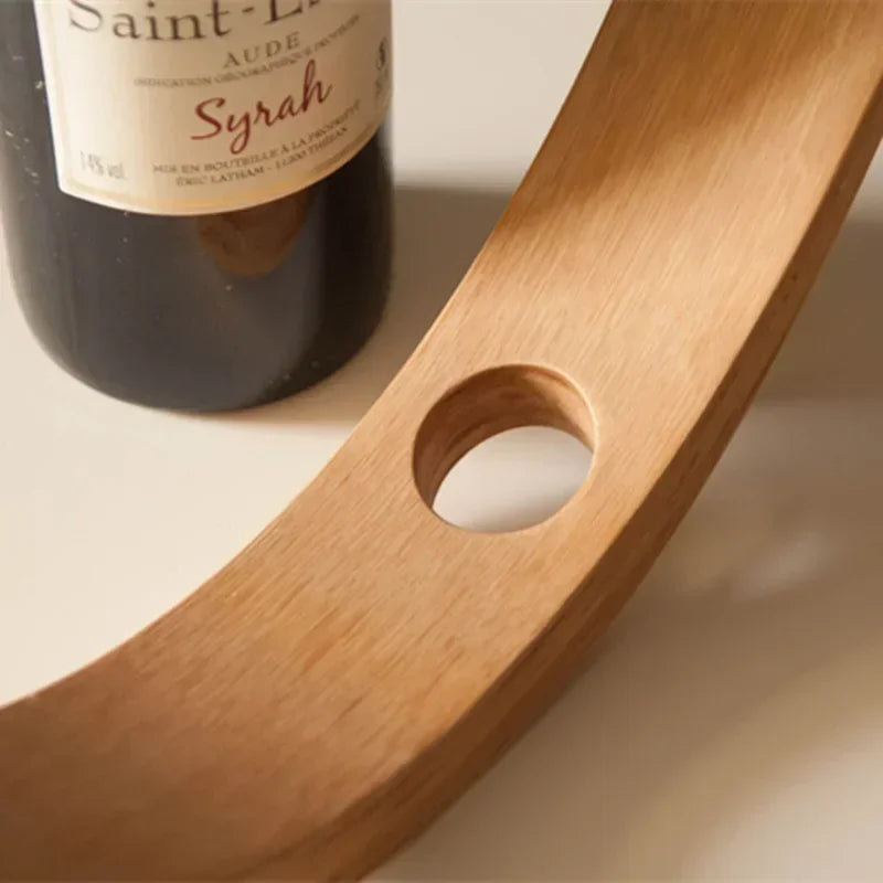 Suporte de Garrafa de Vinho em Madeira Bambu Decorativo