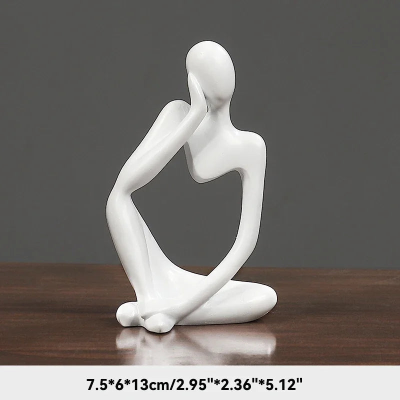 Escultura Abstrata "O Pensador" em Cor Areia