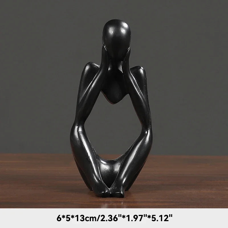 Escultura Abstrata "O Pensador" em Cor Areia