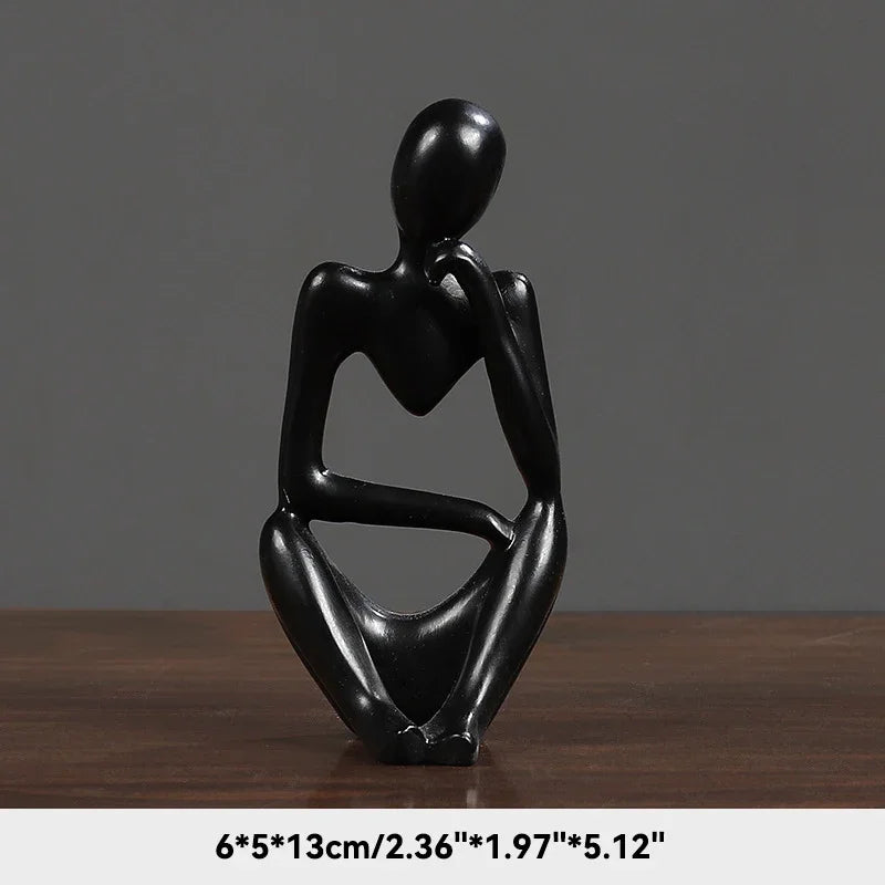 Escultura Abstrata "O Pensador" em Cor Areia