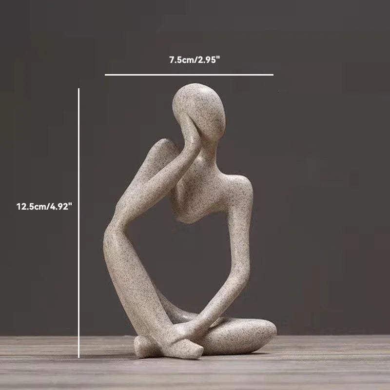 Escultura Abstrata "O Pensador" em Cor Areia