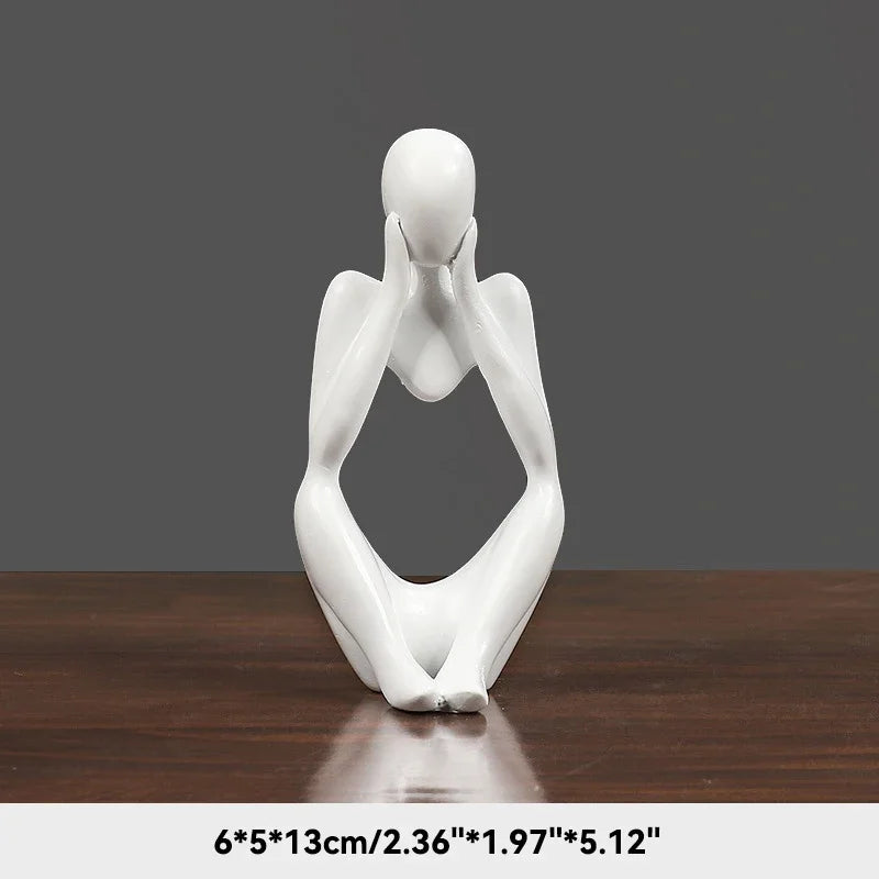 Escultura Abstrata "O Pensador" em Cor Areia