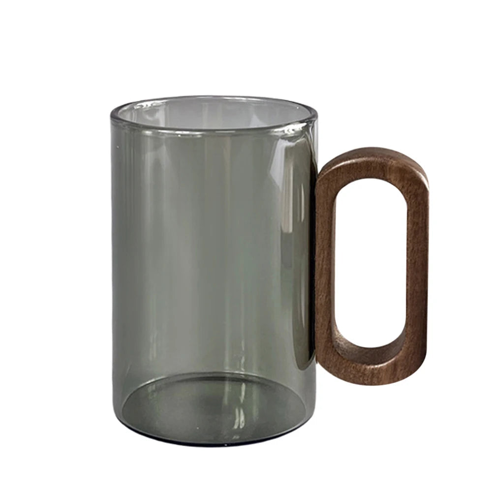 Fuméa – Copo de Vidro com Alça de Madeira e Design Vertical Translúcido