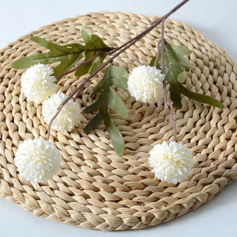 Buquê de Flores Artificiais de Dente-de-Leão com 5 Cabeças