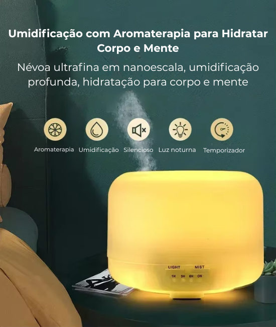 Umidificador e Difusor de Aromas 500ml