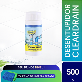 ClearDrain™ –  Pó Desentupidor com Ação Espumante 500g