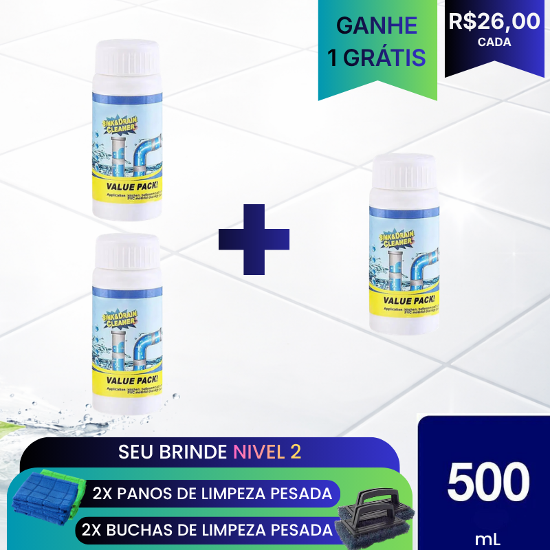 ClearDrain™ –  Pó Desentupidor com Ação Espumante 500g (Cópia)