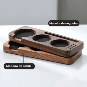 Base de Madeira para Tamper e Porta-Filtro 51mm 54mm 58mm para Espresso