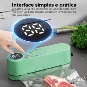 Hermetia – Seladora a Vácuo Portátil USB Recarregável com Função 3 em 1