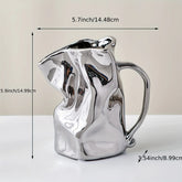Vaso de Cerâmica Prateado Estilo Sacola Plissada