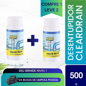 ClearDrain™ –  Pó Desentupidor com Ação Espumante 500g