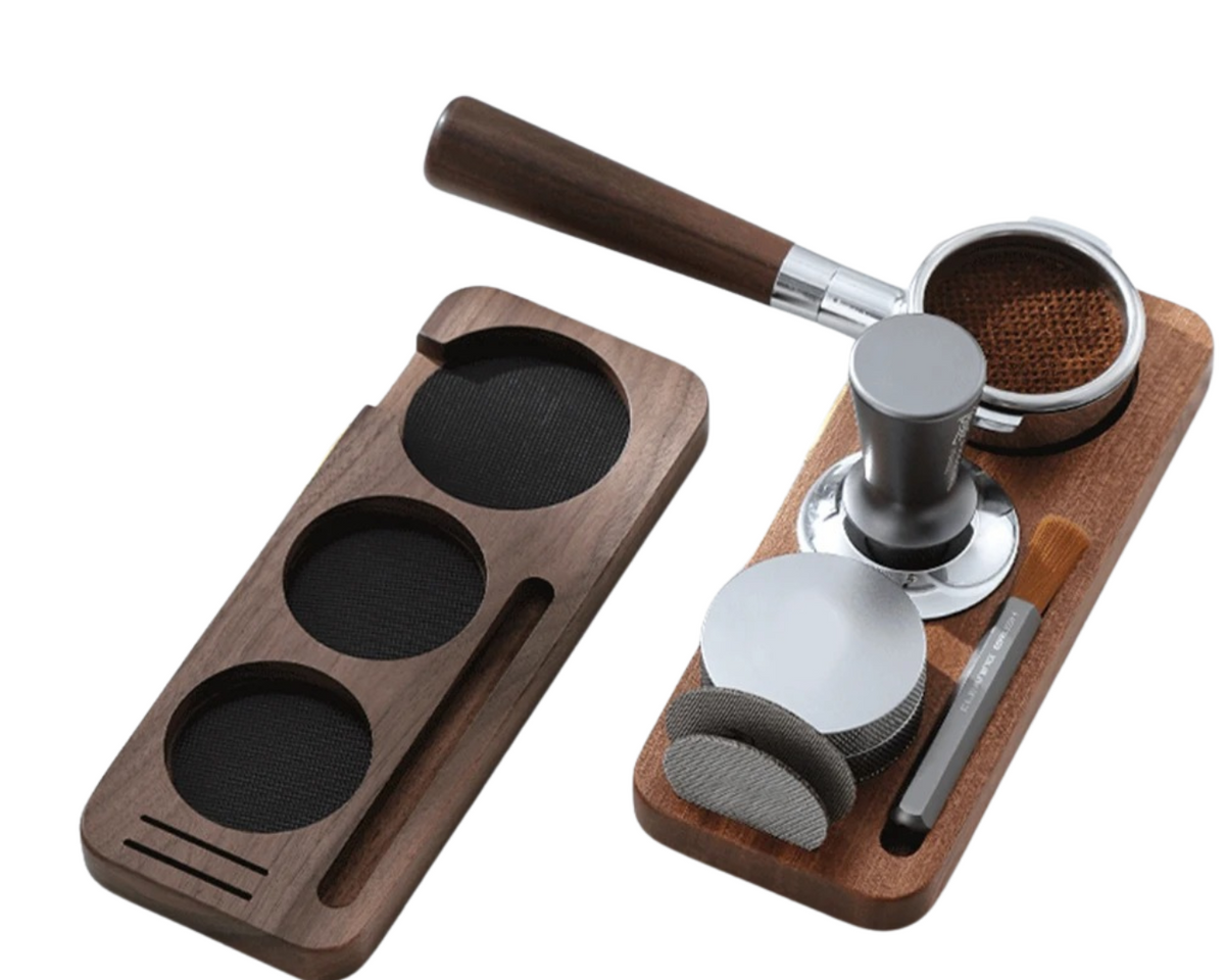 Base de Madeira para Tamper e Porta-Filtro 51mm 54mm 58mm para Espresso